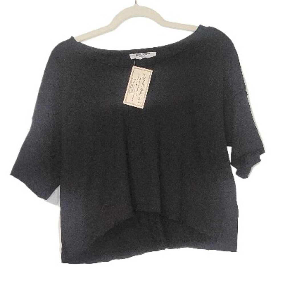 Double Zero Black Athletic Crop Top - Thick Material - Boutique-Bought